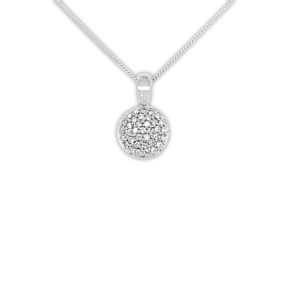9ct White Gold Diamond Round Cluster Pendant image 0