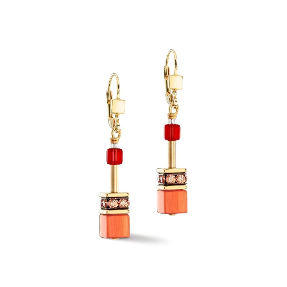 Coeur De Lion GeoCUBE� Iconic Gold &amp; Red Earrings  2838/20-0300 image 0