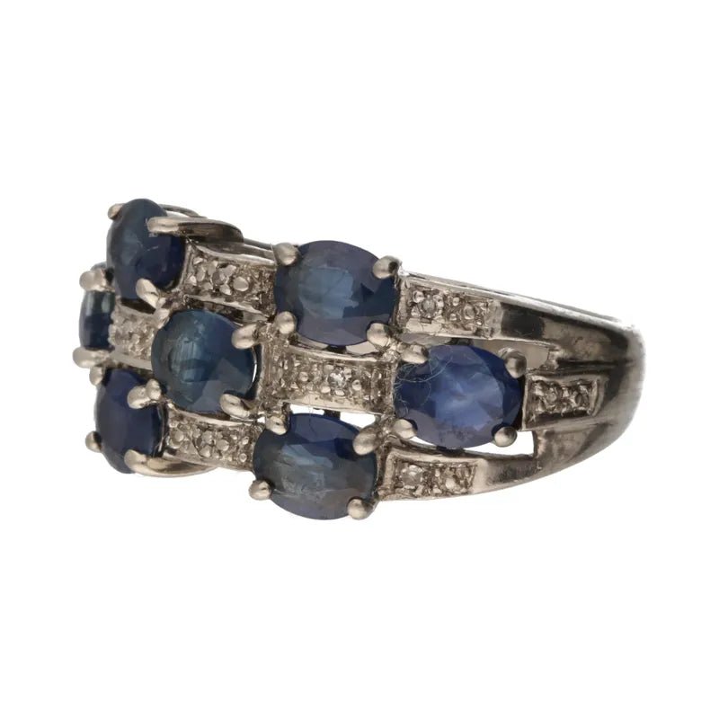 Elegant Pre - Owned 9ct Gold Sapphire & Diamond Cluster Ring2026w35-2-1