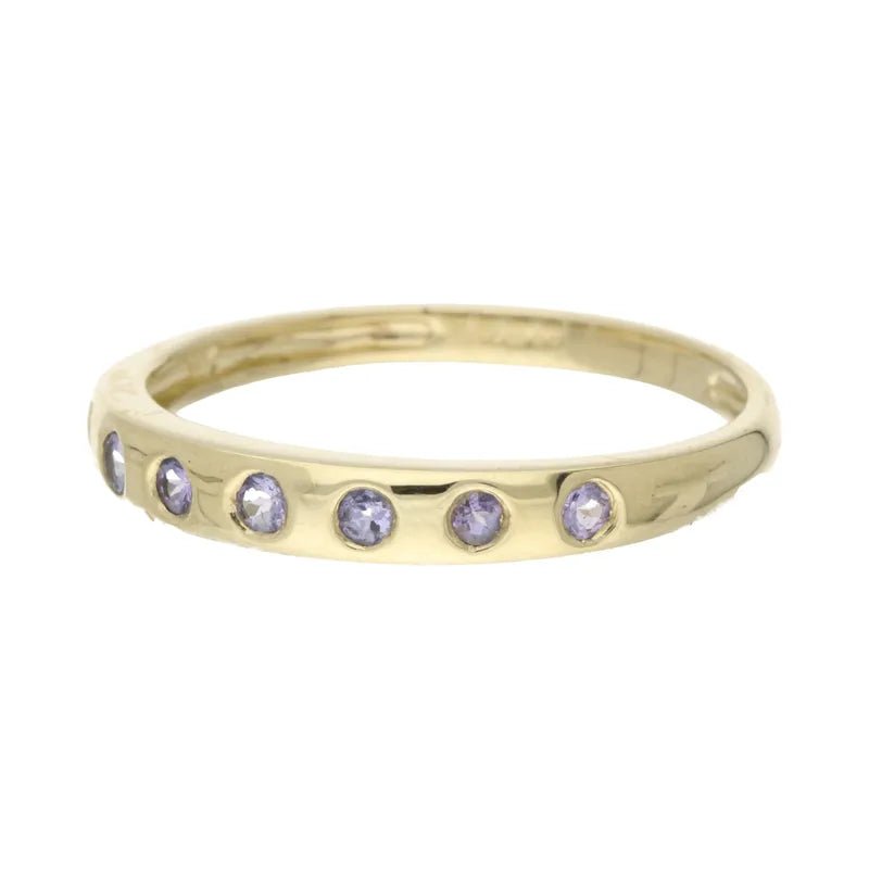 Eye - Catching Pre - Owned 9ct Yellow Gold Tanzanite Eternity Ring2026W37-9-6