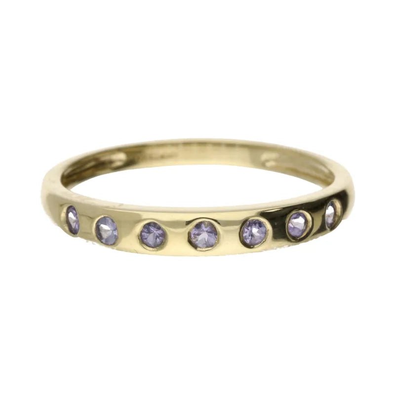 Eye - Catching Pre - Owned 9ct Yellow Gold Tanzanite Eternity Ring2026W37-9-6