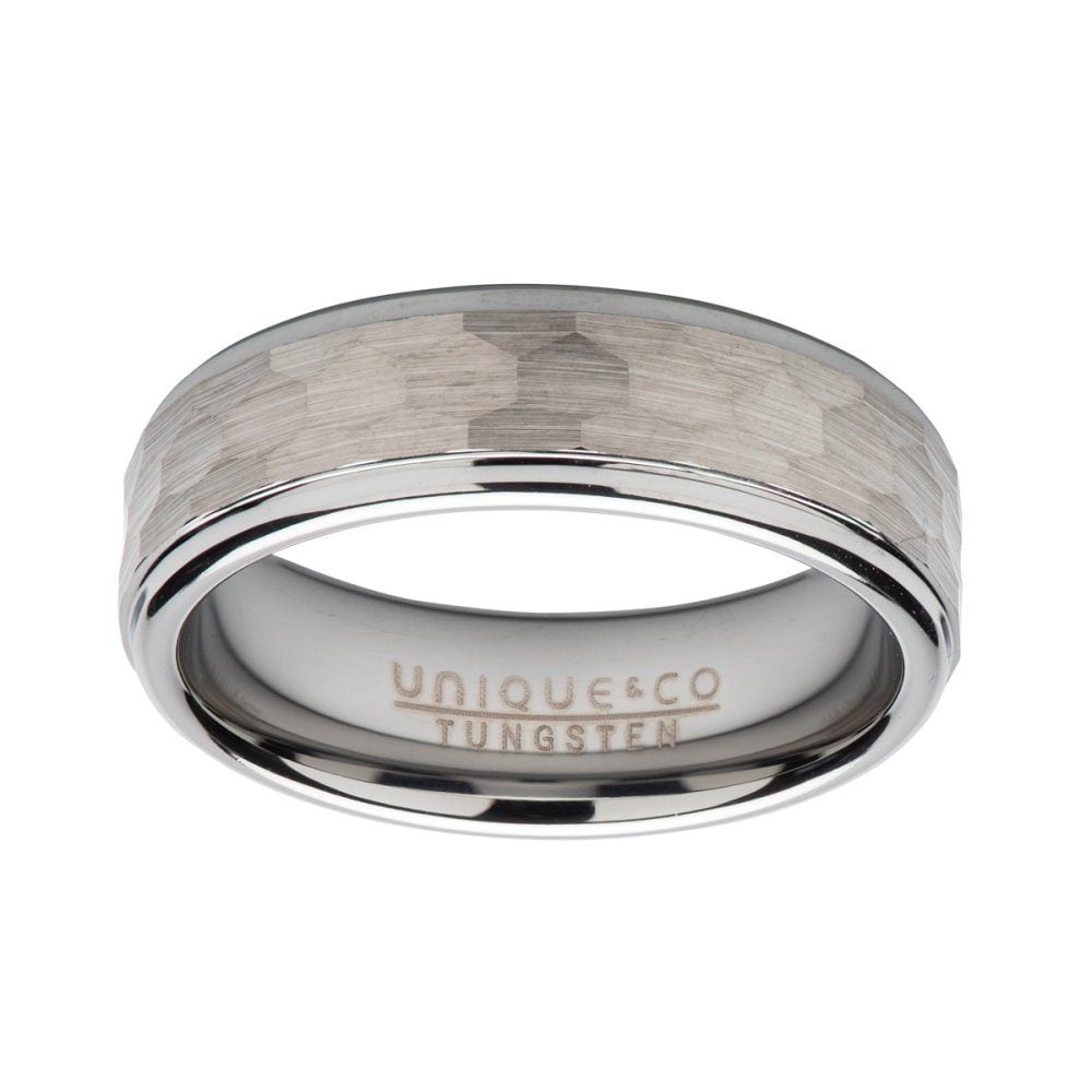 Tungsten Carbide Hammered 7mm Ring image 0