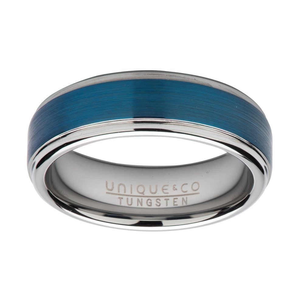 Tungsten Carbide with Blue Plating 7mm Ring image 0