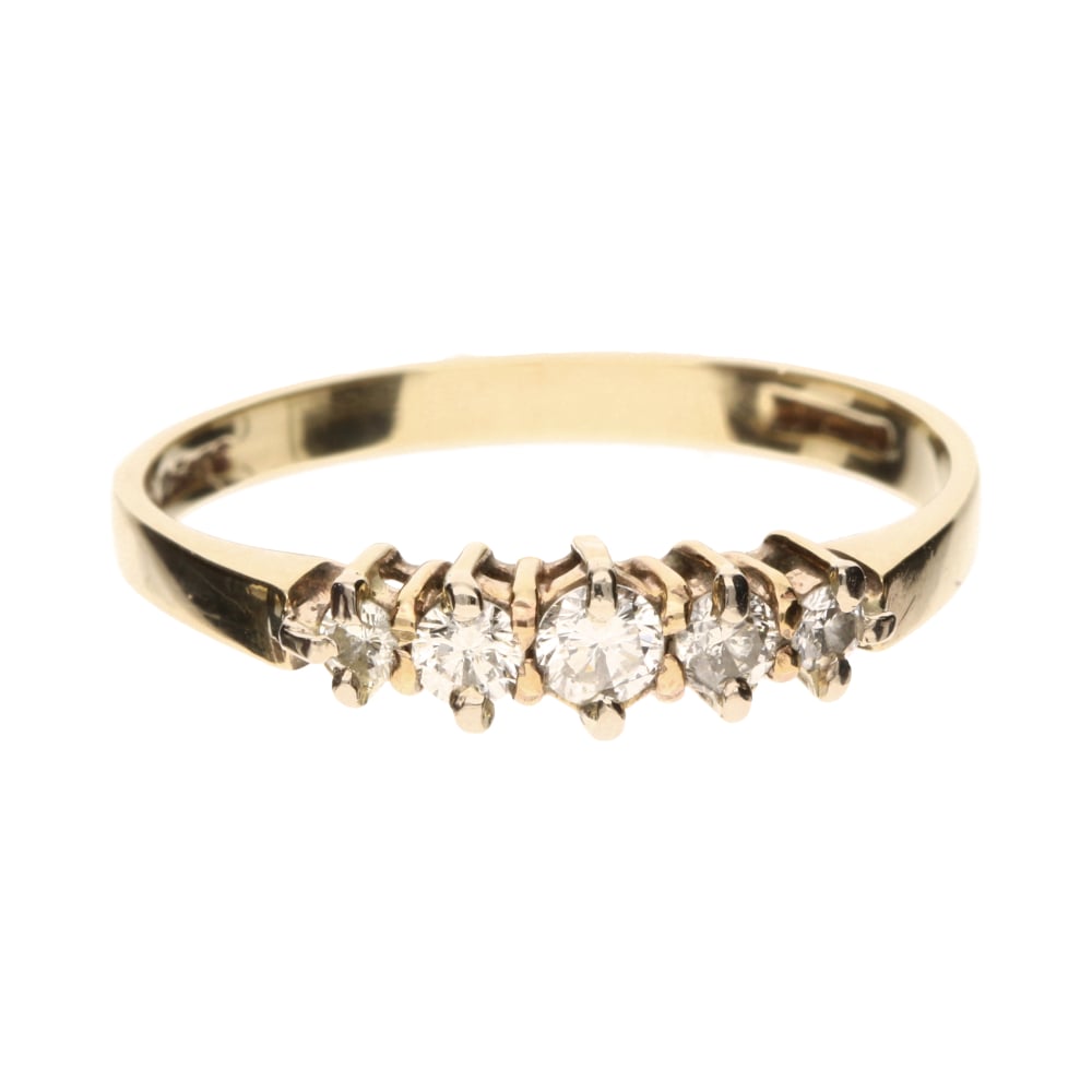 Pre Owned 9ct Yellow Gold 5 Stone Graduated Diamond Ring image 0