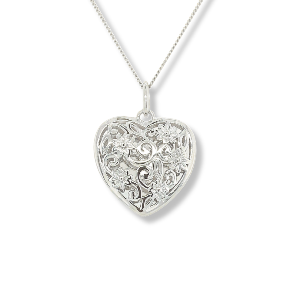 Sugar Sugar Flowered Heart Pendant with Chaining up Chain image 0