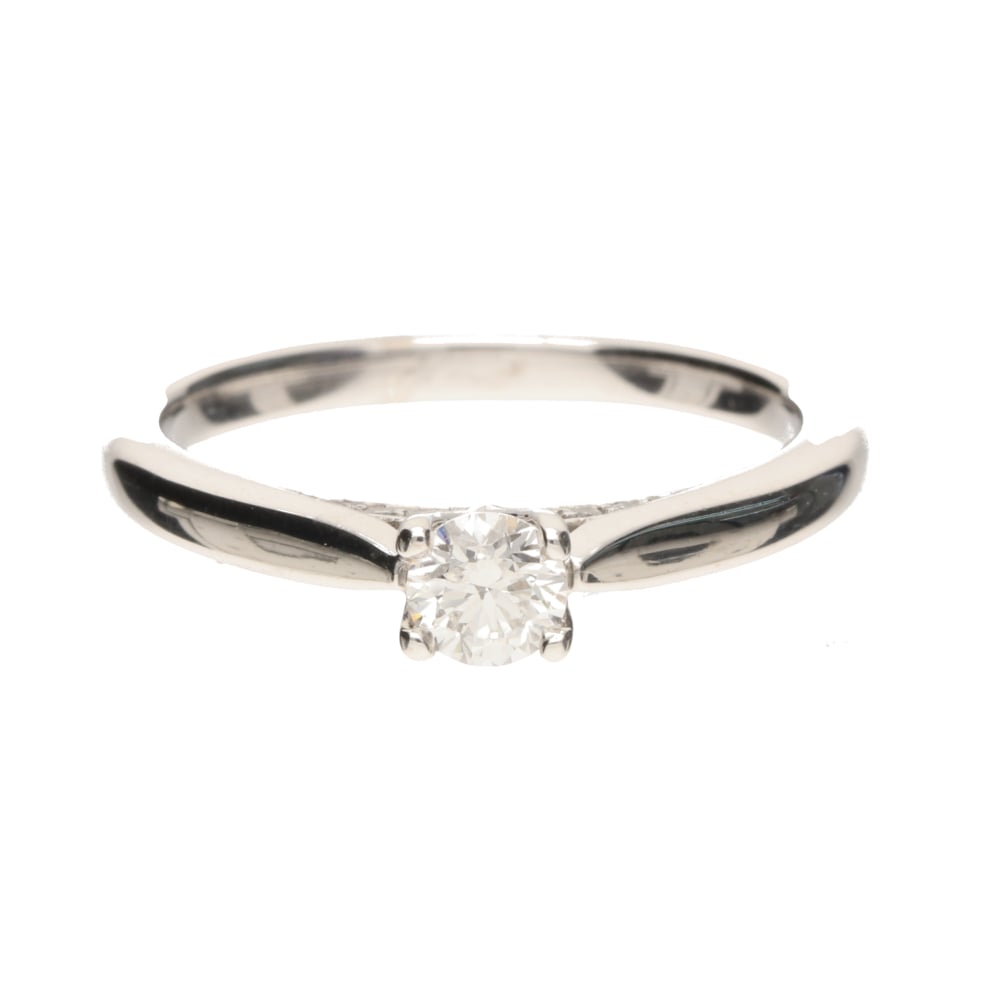 Pre-Owned 18ct White Gold 0.25ct Diamond Solitaire with Diamond Set Bridge Ring image 0