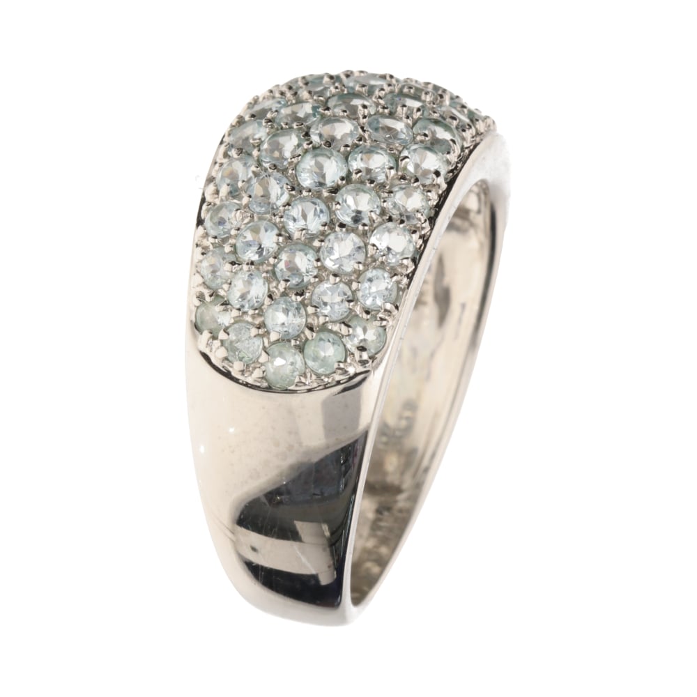 Pre-Owned 9ct White Gold Aquamarine Pave Ring image 0