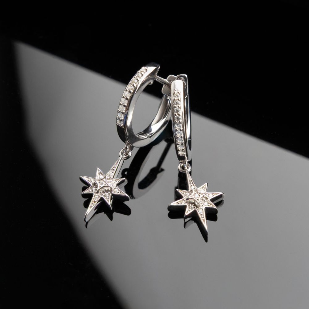Kit Heath Céleste North Star Hinged Hoop Drop Earrings 50456CZ