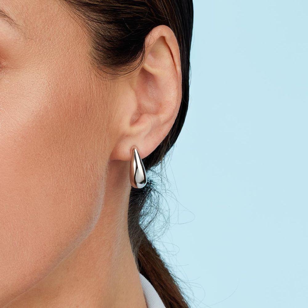 Kit Heath Coast Pebble Smooth Grande Semi Hoop Stud Earrings 40153RP276079