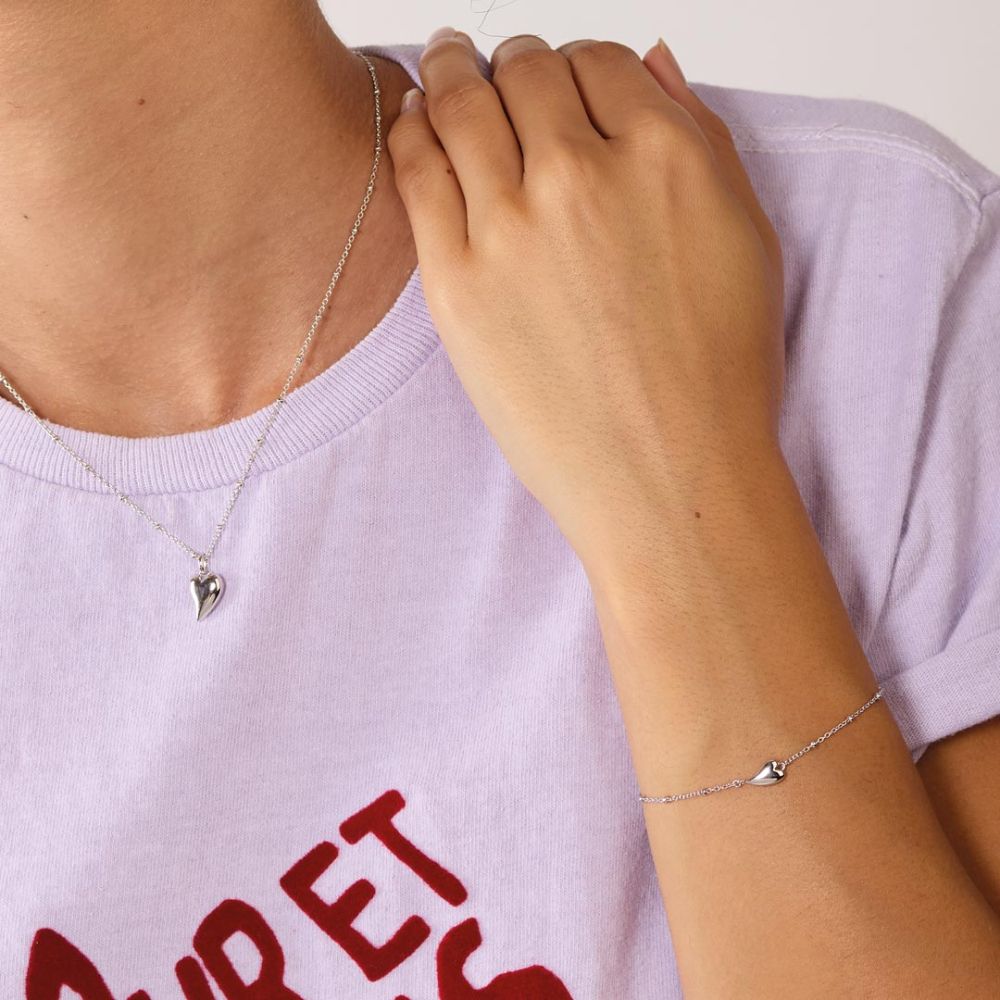 Kit Heath Desire Kiss Mini Heart 7.5" Ball Chain Bracelet 70500RP276115