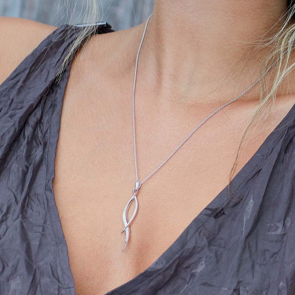 Kit Heath Entwine Twine Twist Pave CZ 20" Necklace 90225CZ276126