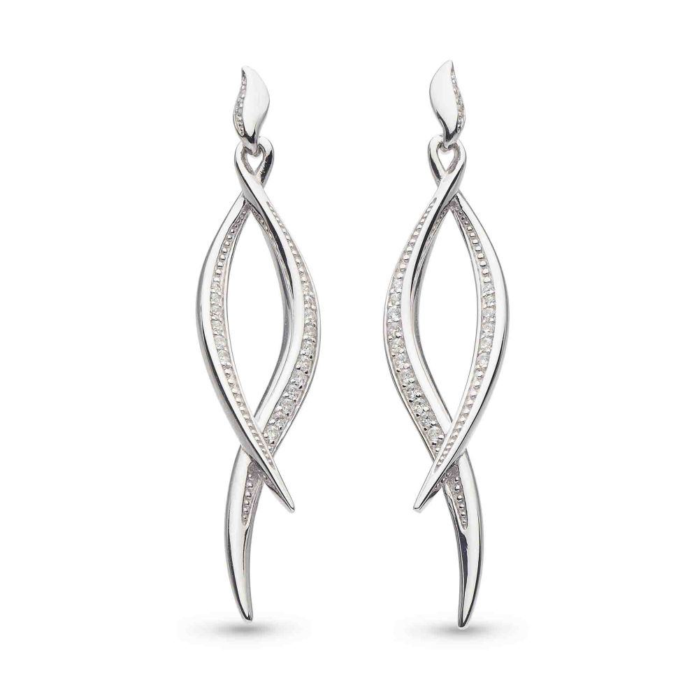 Kit Heath Entwine Twine Twist Pave CZ Stud Drop Earrings 50225CZ276089