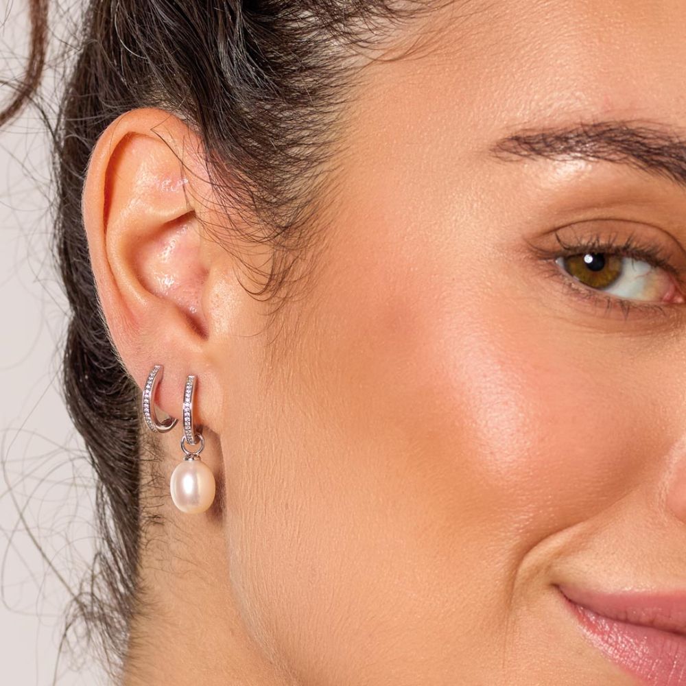 Kit Heath Revival Classic Pearl Glitz Hinged Hoop Drop Earrings 50429FPC276095