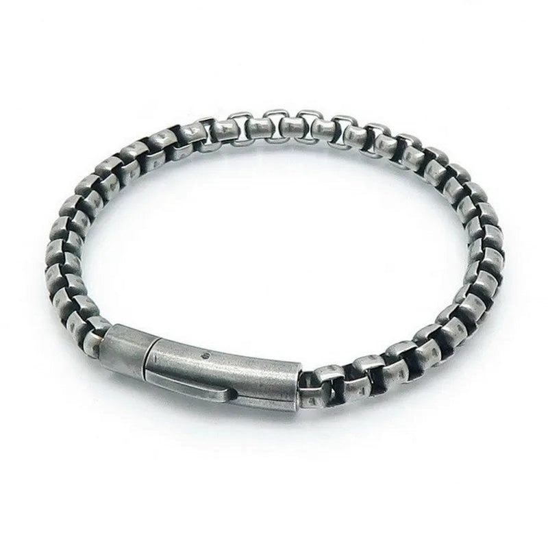 Mens Stainless Steel 21cm Gunmetal Box Link Bracelet