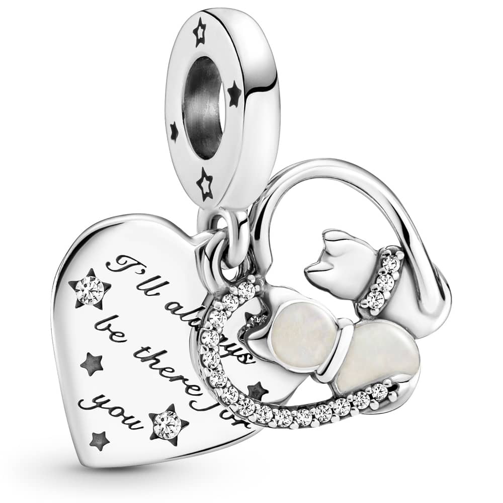 PANDORA Cats & Hearts Dangle Charm 799546C01