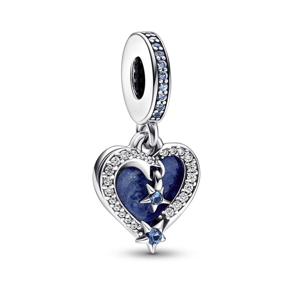 PANDORA Celestial Shooting Star Heart Double Dangle Charm 792356C01