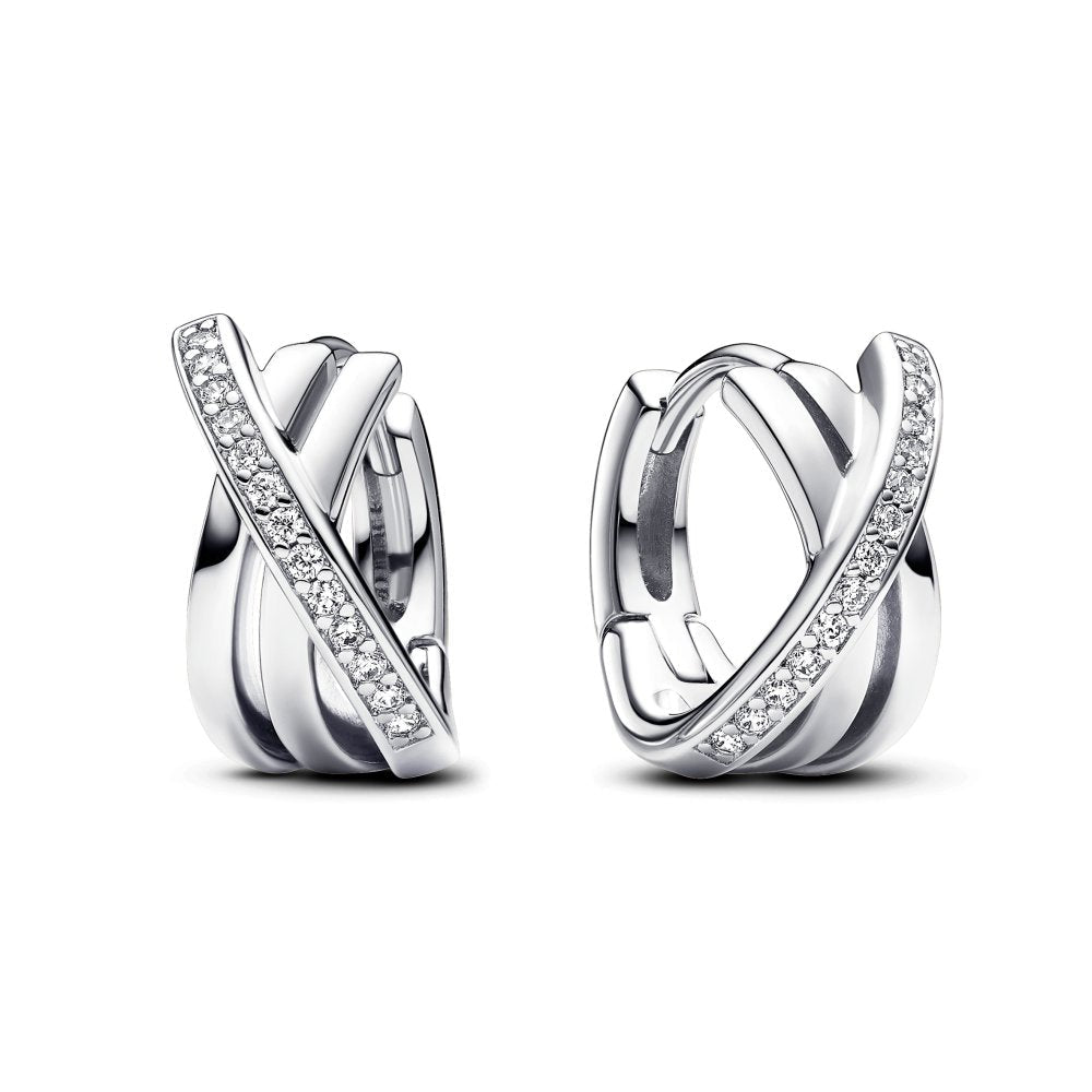 PANDORA Crossover Pave Hoop Earrings 293150C01293150C01