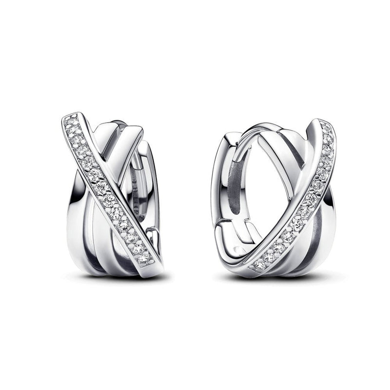 PANDORA Crossover Pave Hoop Earrings 293150C01293150C01