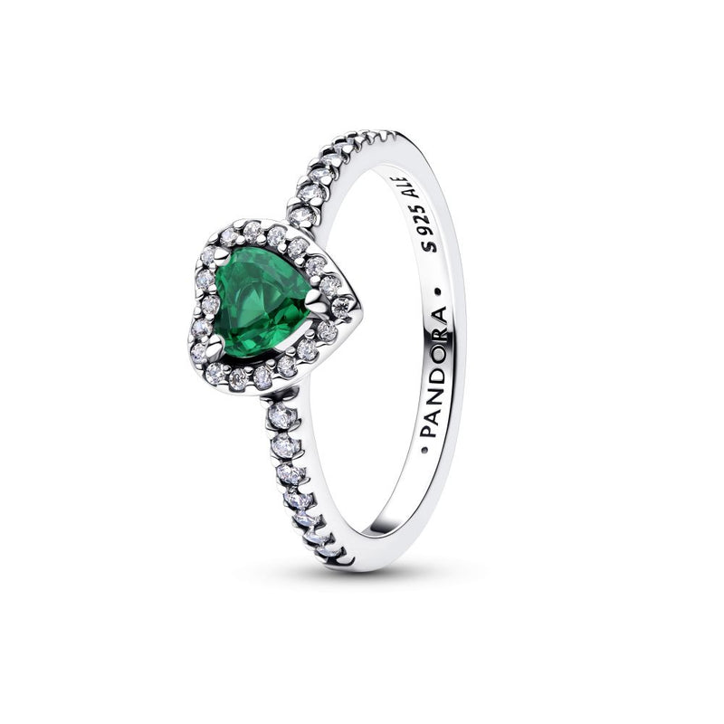 PANDORA Elevated Royal Green Heart Ring 198421C07