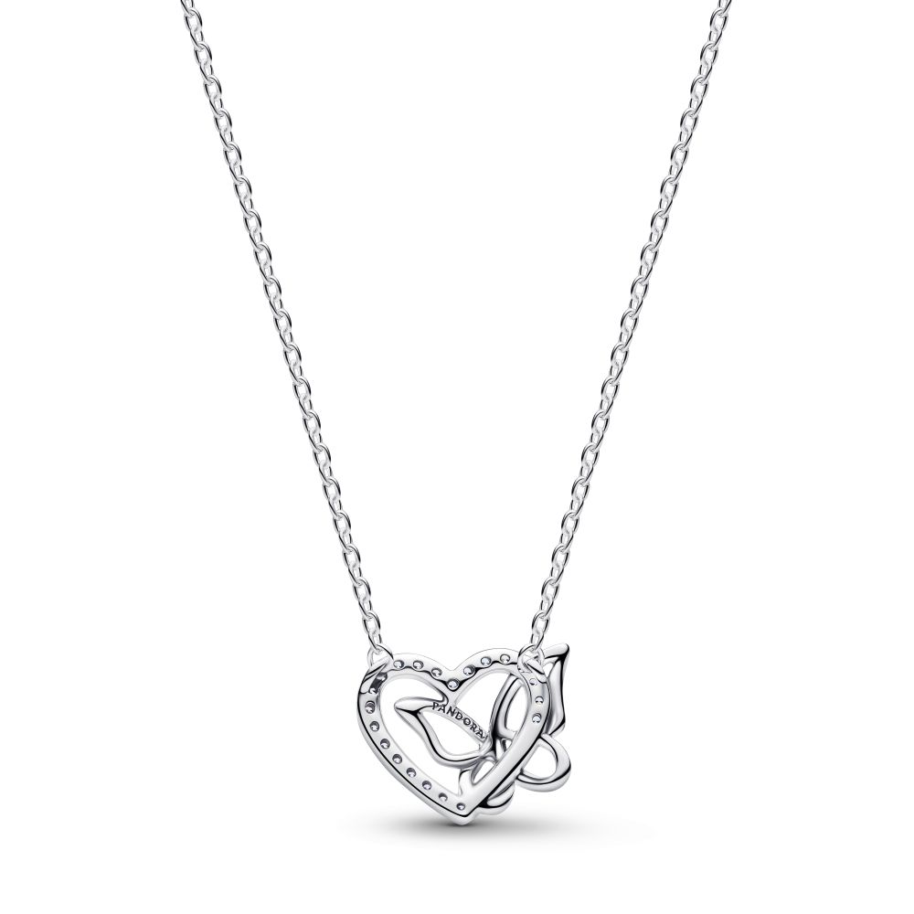 PANDORA Entwined Heart & Butterfly Pendant Necklace 394477C01 - 45