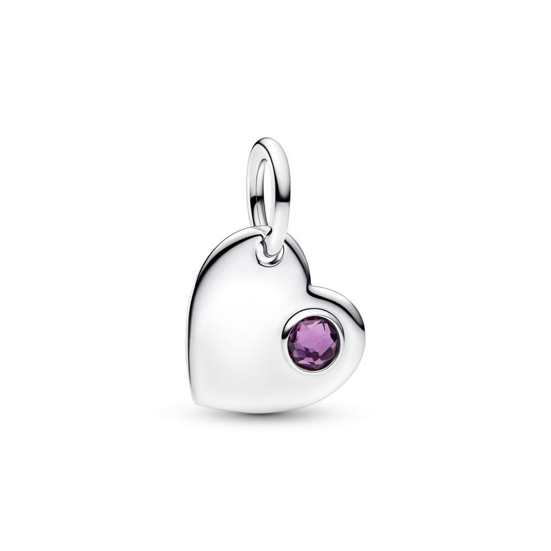 PANDORA February Birthstone Engravable Heart Dangle Charm 794295C02