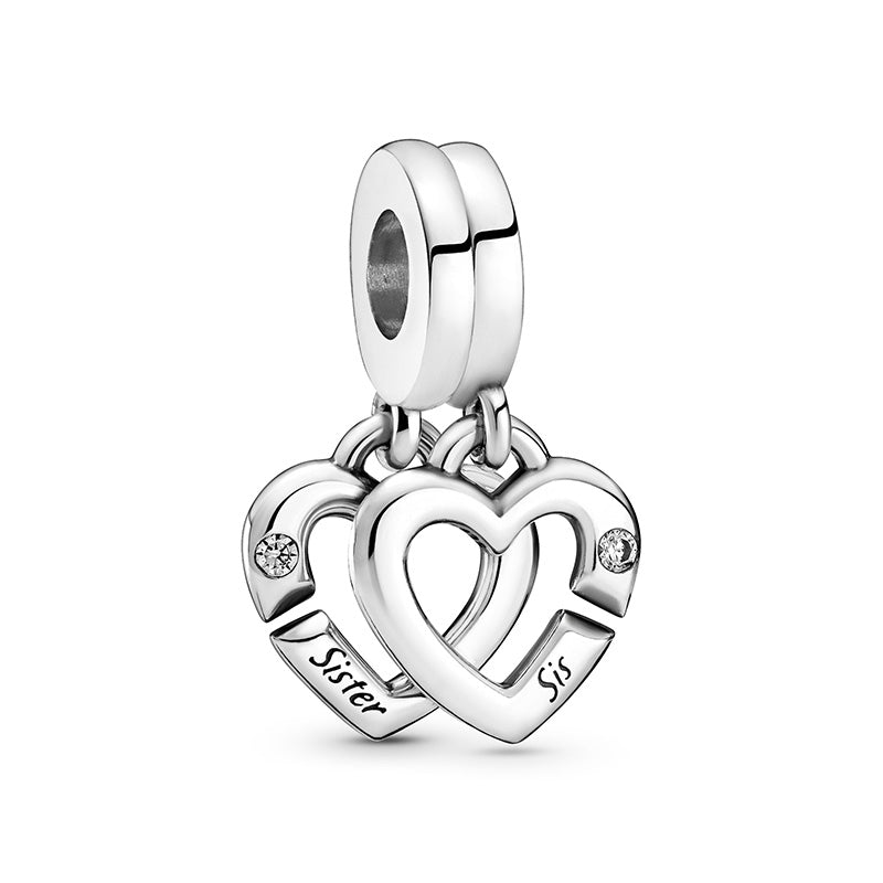 PANDORA Linked Sister Hearts Split Dangle Charm 799538C01