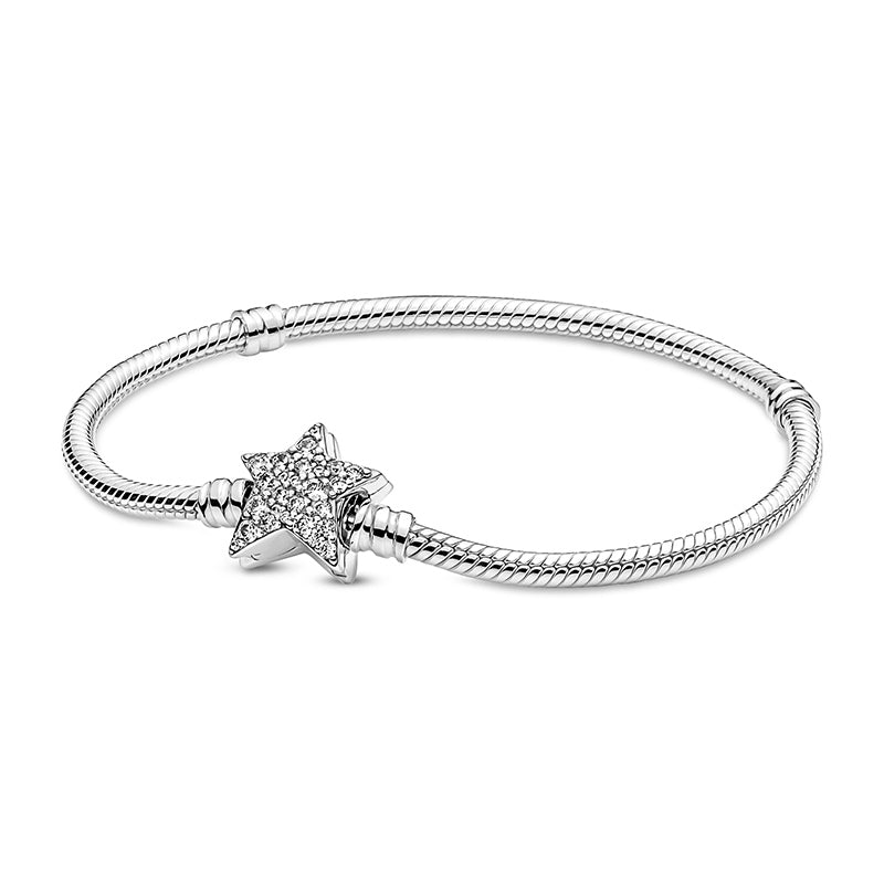 PANDORA Moments Asymmetric Star Clasp Snake Chain Bracelet 599639C01248288