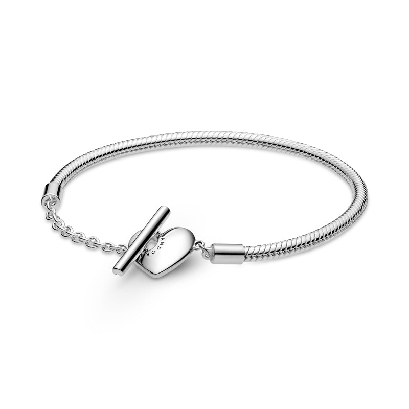 PANDORA Moments Engravable Heart T Bar Snake Chain Bracelet 599285C00