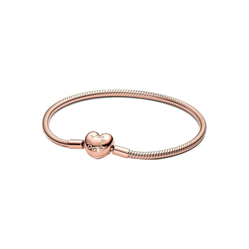 PANDORA Moments Heart Clasp Snake Chain Bracelet 583050C00269742
