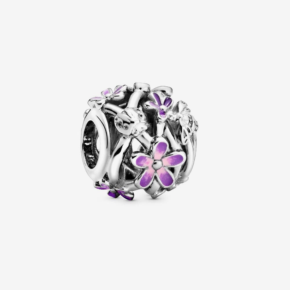 PANDORA Openwork Purple Daisy Charm 798772C02