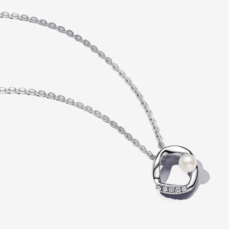 PANDORA Organically Shaped Pave Circle & Treated Freshwater Cultured Pearl Collier Necklace 393303C01-45393303C01-45