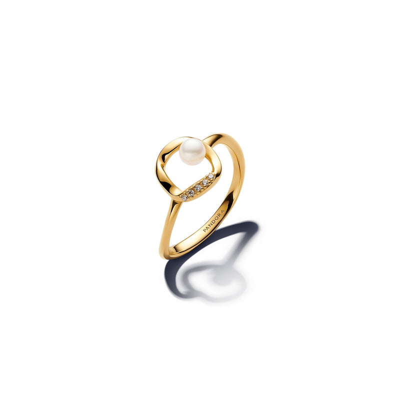 PANDORA Organically Shaped Pave Circle & Treated Freshwater Cultured Pearl Ring 163831C01163831C01