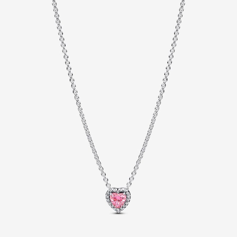 PANDORA Pink Elevated Heart Necklace 398425C02 - 45