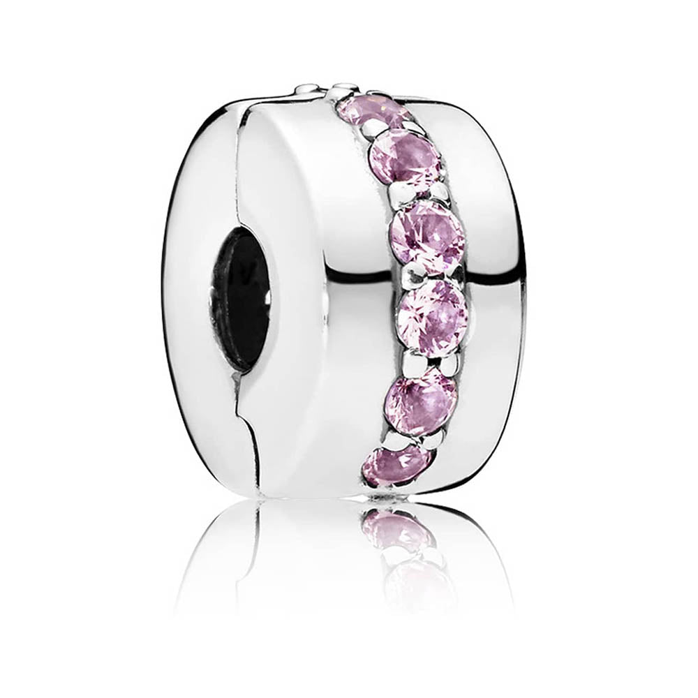 PANDORA Pink Sparkling Row Clip Charm 791972PCZ