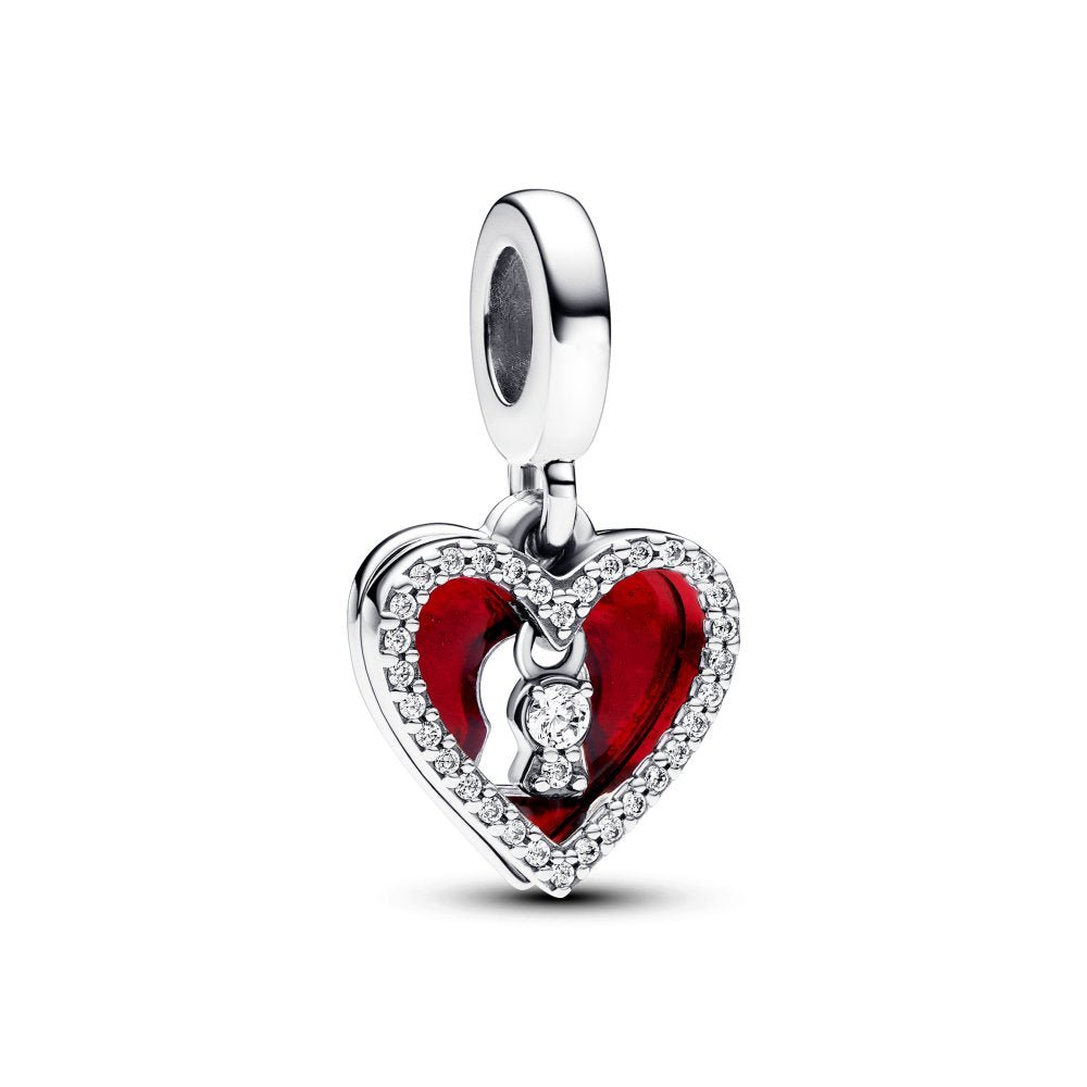 PANDORA Red Heart & Keyhole Double Dangle Charm 793119C01