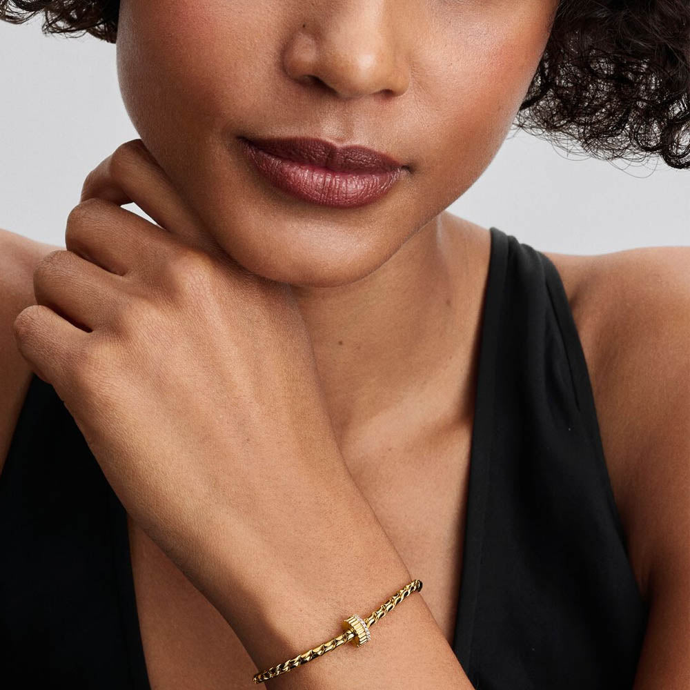 PANDORA Ribbed Clip 14k Gold Plated Charm 764078C01276367