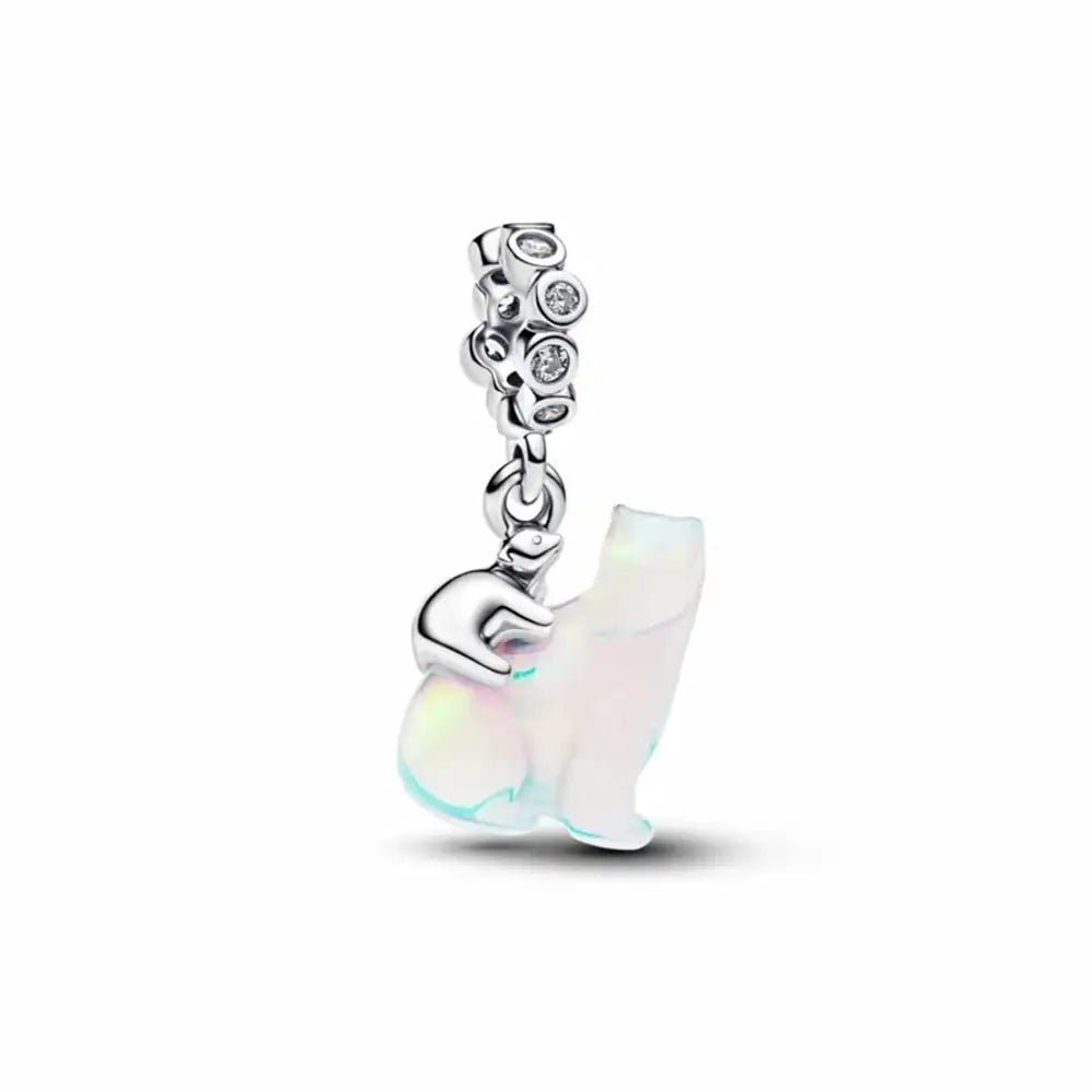 PANDORA Silver Polar Bear Mother & Cub Dangle Charm 794243C01