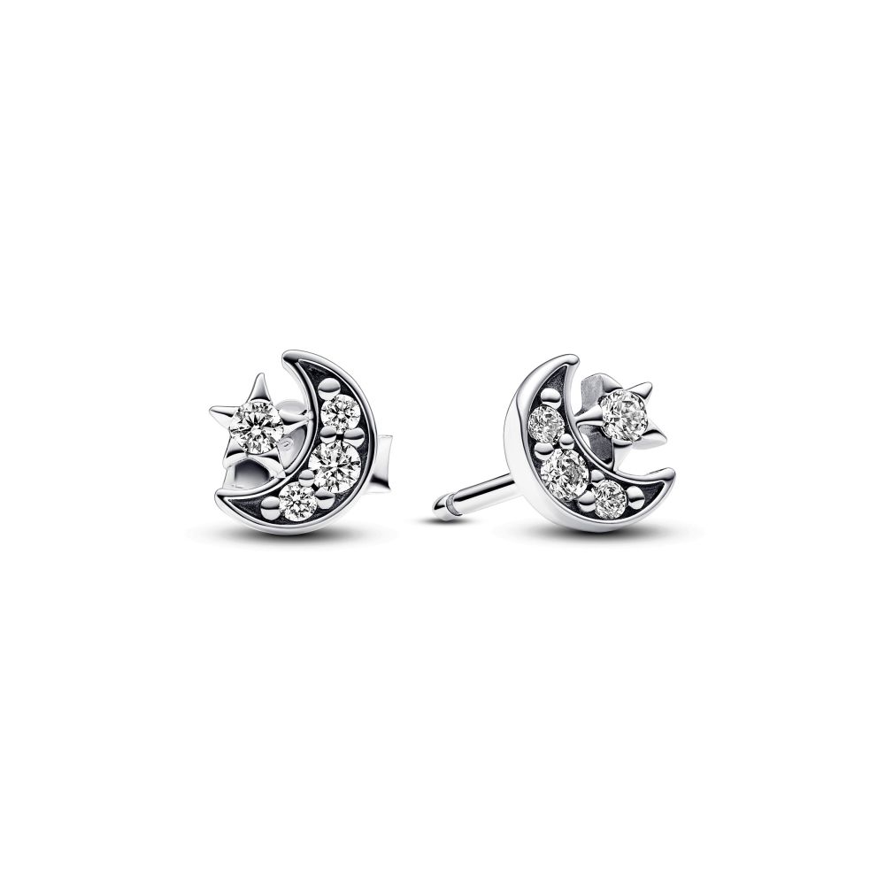 PANDORA Sparkling Moon & Star Stud Earrings 292990C01