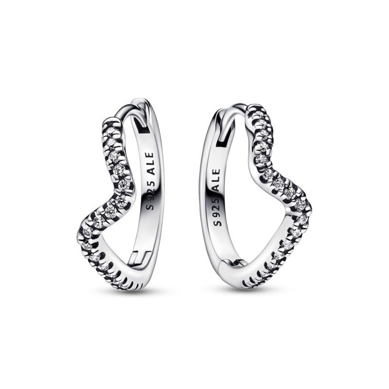 PANDORA Sparkling Wave Hoop Earrings 292545C01 – David Christopher ...