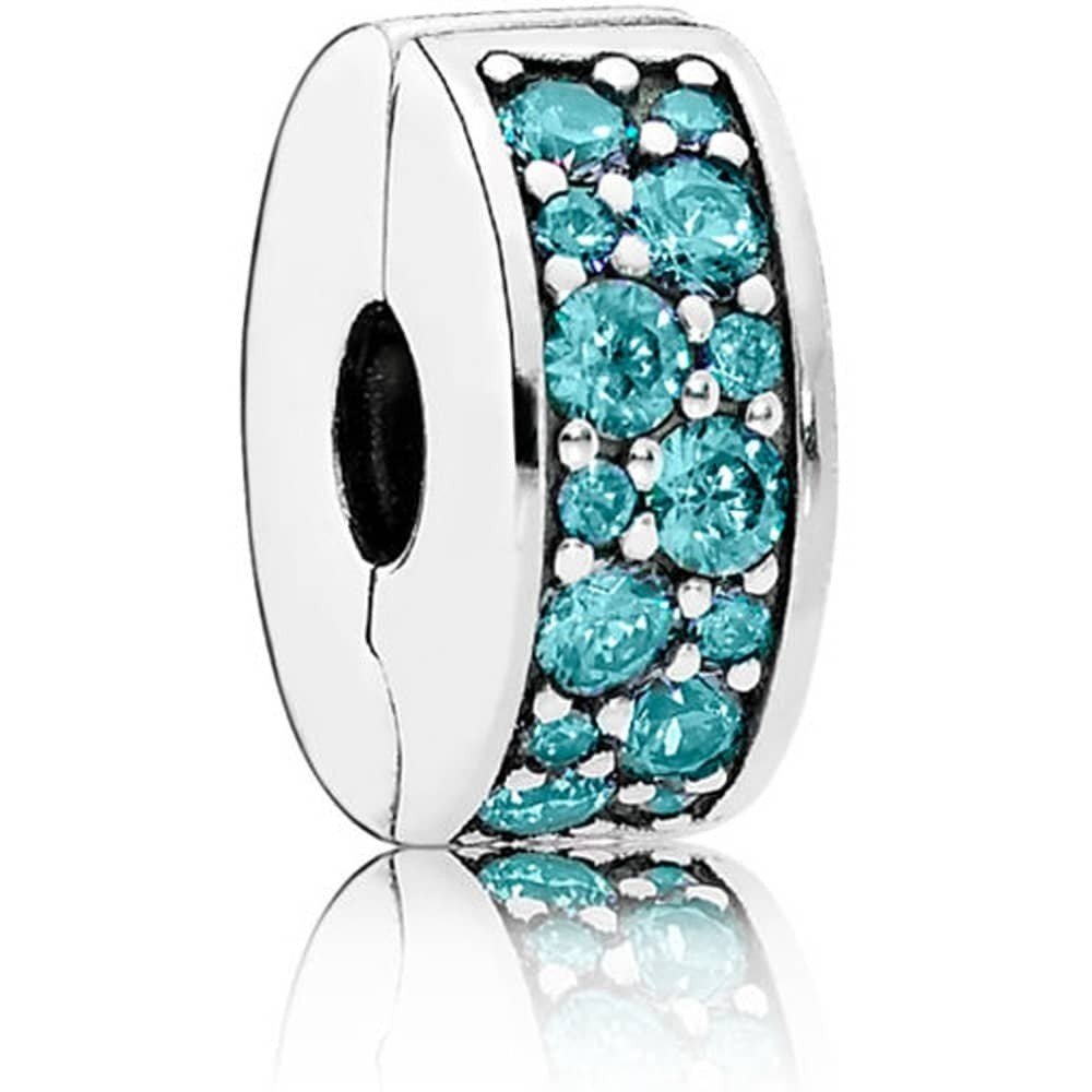 PANDORA Teal Pav? Clip Charm 791817MCZ