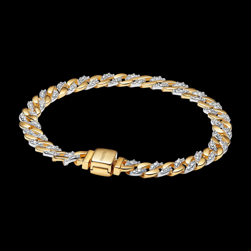 PANDORA Two-tone Pav� Cuban Chain Bracelet 564229C01