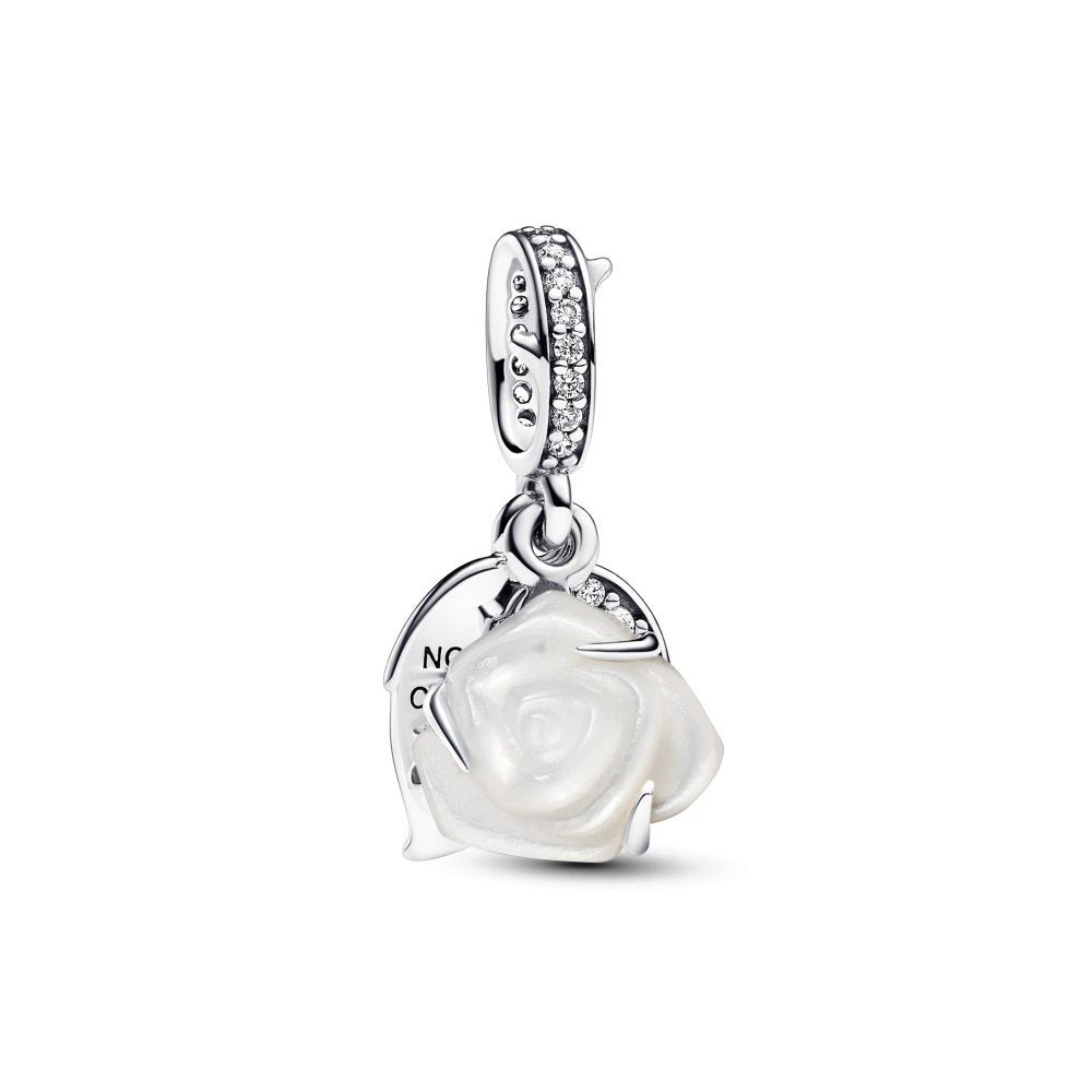 PANDORA White Rose in Bloom Double Dangle Charm 793200C01