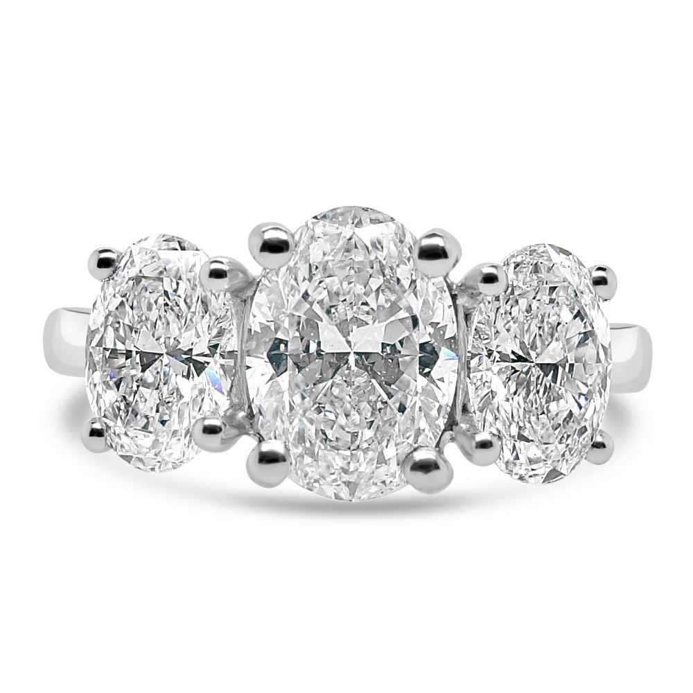 Platinum 3 Stone Oval Cut Lab Grown Diamond Ring 2.06ctLRN1997
