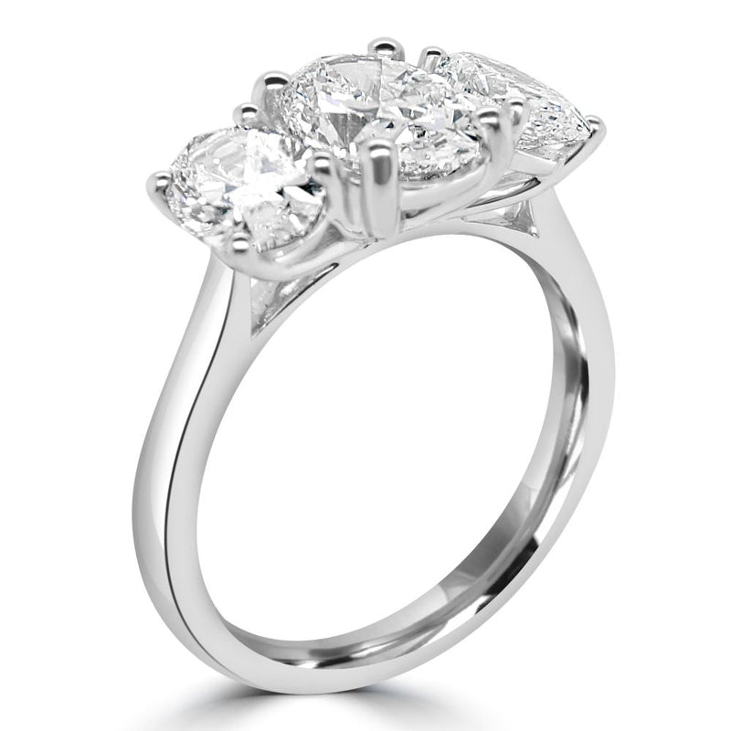 Platinum 3 Stone Oval Cut Lab Grown Diamond Ring 2.06ctLRN1997