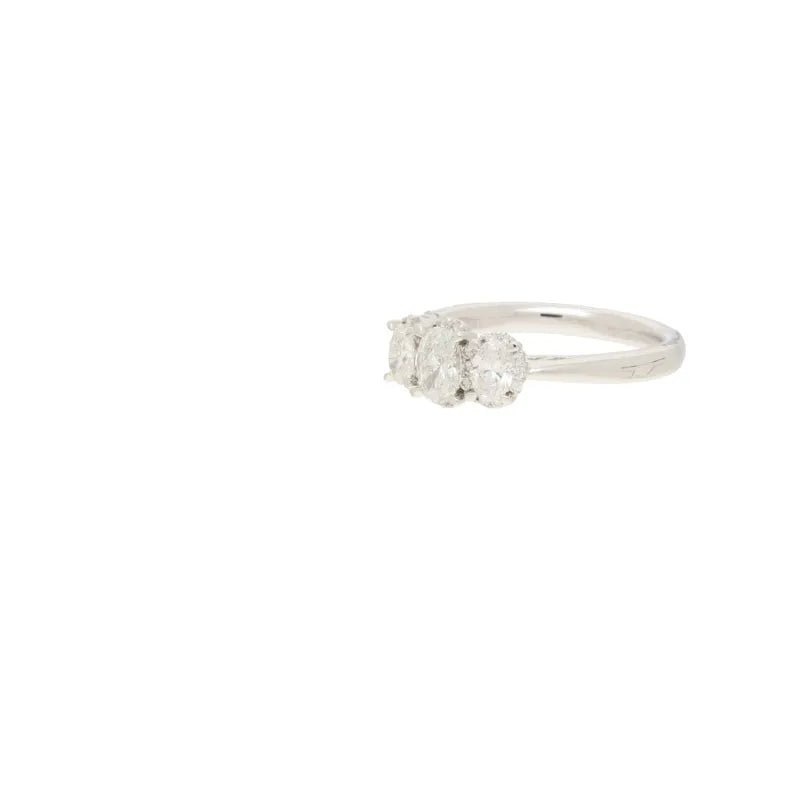 Platinum 3 Stone Oval Diamond Cluster Ring, 0.90ct275326