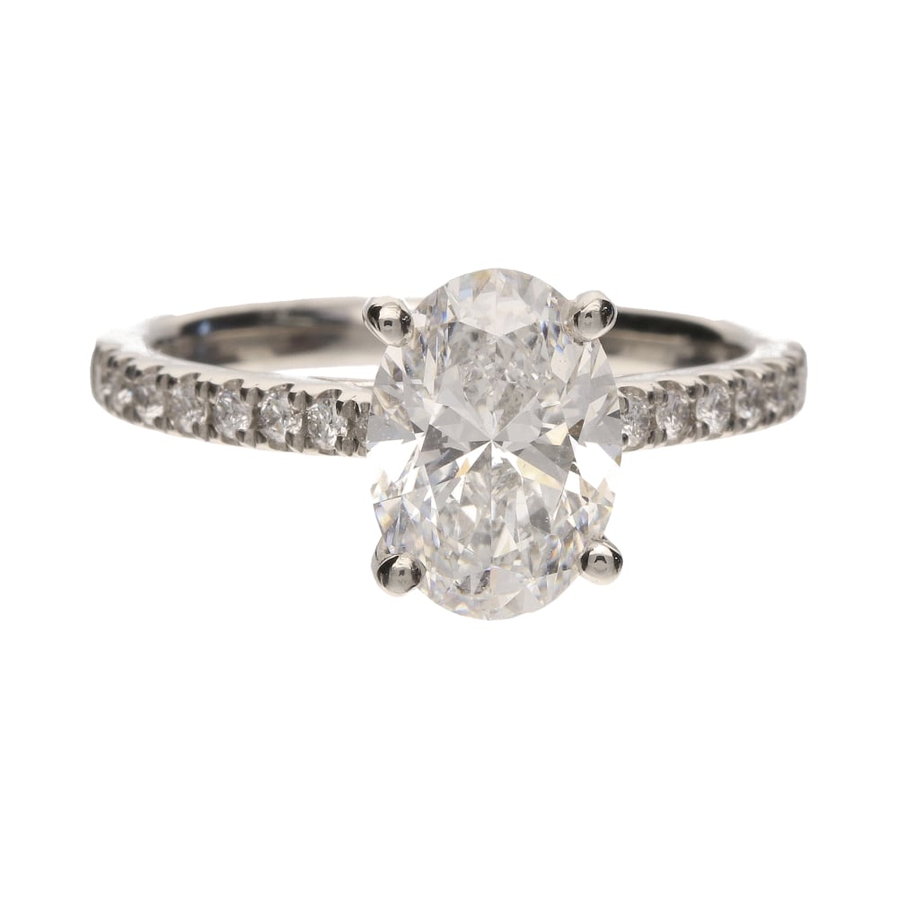 Platinum Oval 2.00ct Lab Grown Diamond Ring with Diamond Shoulders