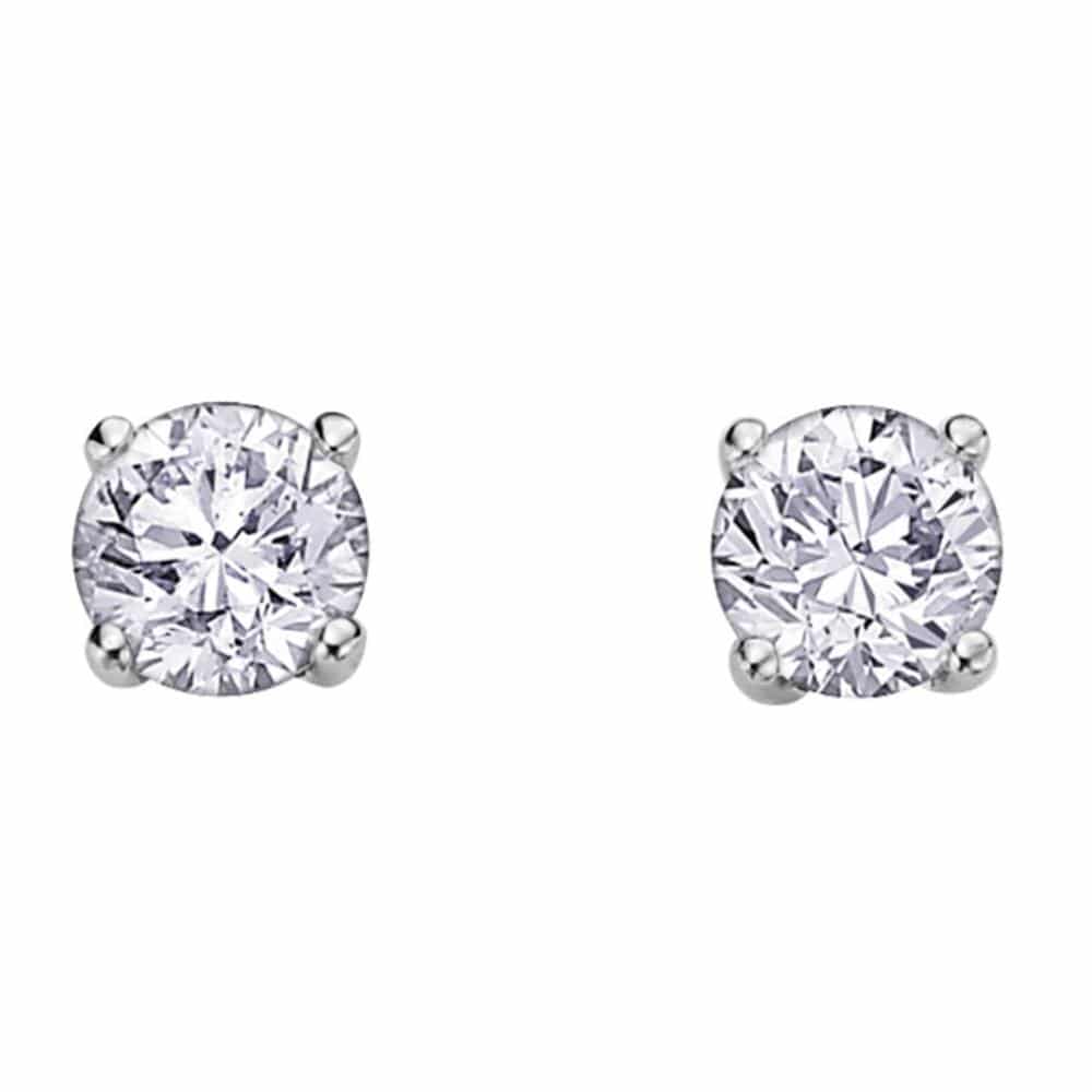 Platinum Round Cut Diamond Stud Earrings 0.25ct