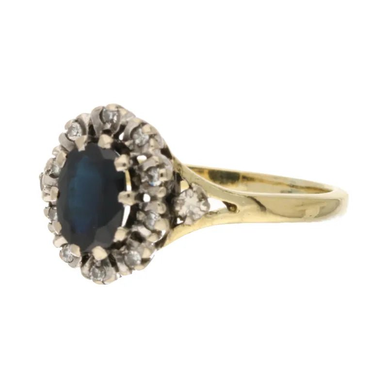 Polished Pre - Owned 9ct Gold Sapphire & Diamond Ring2026w35-32-7