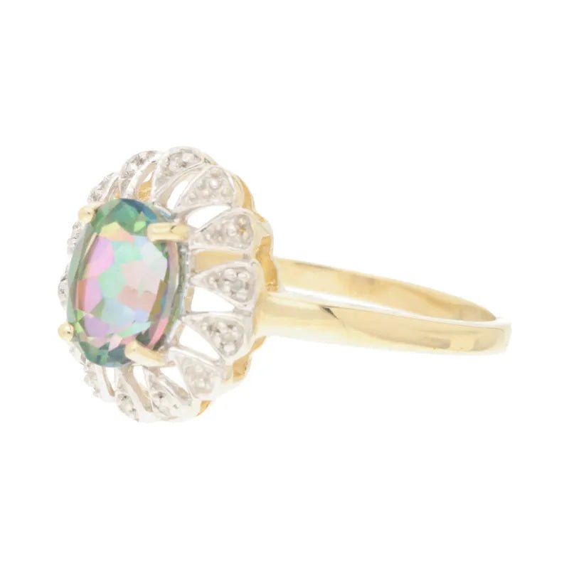 Polished Pre - Owned 9ct Mystic Topaz & Diamond Cocktail Ring2026W37-8-6