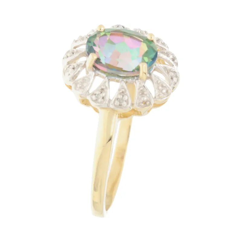 Polished Pre - Owned 9ct Mystic Topaz & Diamond Cocktail Ring2026W37-8-6